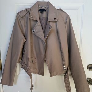 Women’s Forever 21 Taupe Faux Leather Jacket, Size: OX, EUC